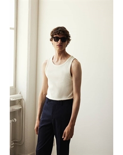 Майка в рубчик облегающего кроя, бежевый H&m