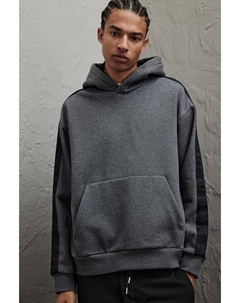 Худи с полосками по бокам свободного кроя, серый H&m