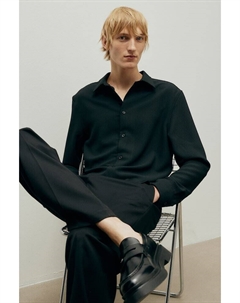 Рубашка из креповой ткани обычного кроя, черный H&m