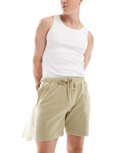 Зеленые махровые шорты узкого кроя Asos