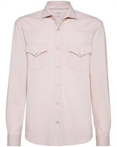 Рубашка из ткани пике, розовый Brunello cucinelli