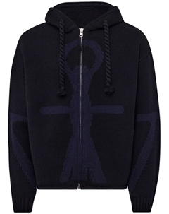 Толстовка с капюшоном на молнии с логотипом якоря, черный Jw anderson