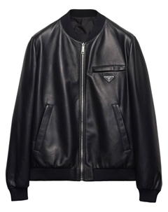 Кожаная куртка-бомбер, черный Prada