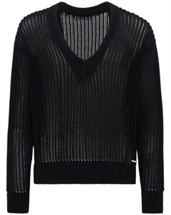 Джемпер ажурной вязки с V-образным вырезом, черный Dsquared2
