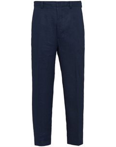 Льняные зауженные брюки, синий Prada