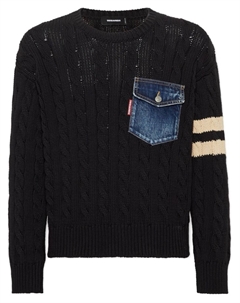 Джемпер фактурной вязки с карманом, черный Dsquared2