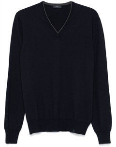 Свитер с V-образным вырезом, синий Fay