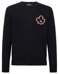 Джемпер D2 Leaf вязки интарсия, черный Dsquared2