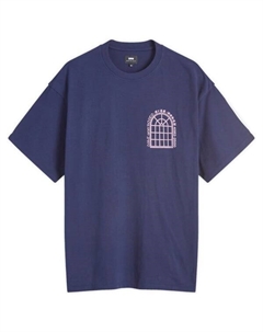 Футболка с изображением саке и роз, синий Edwin