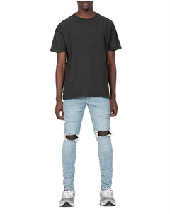 Джинсы приталенного кроя с потертостями цвета светло-индиго, синий Purple brand