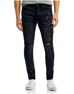 Черные джинсы скинни фиолетового цвета с рваными коленями и брызгами краски, черный Purple brand