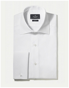 Однотонная узкая мужская рубашка из поплина белого цвета, белый Hackett