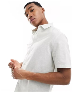 Элегантная льняная рубашка мятного цвета обычного кроя с закругленным воротником Asos