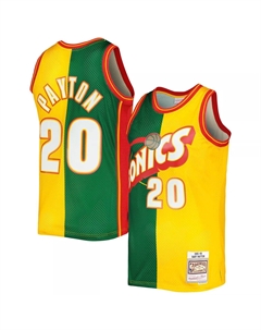 Мужская майка Gary Payton зелено-золотая Seattle SuperSonics Hardwood Classics 1995-96 Split Swingman Mitchell and ness