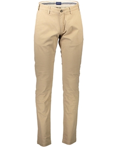 Бежевые хлопковые мужские узкие брюки Gant