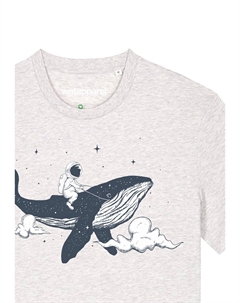 Футболка с принтом SPACEWHALE, цвет Mottled Light Grey Watapparel