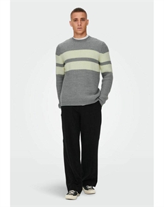Джемпер GESTREIFTER, темно-серый Only & sons