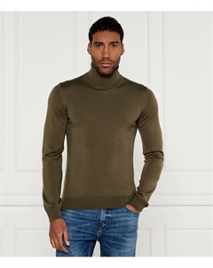 Свитер из шерсти San Thomas Slim Fit, зеленый Hugo