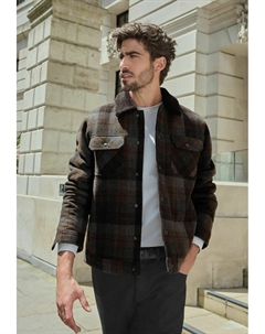Флисовая куртка RICH CHECKED BORG COLLARED REGULAR FIT, коричневый Next