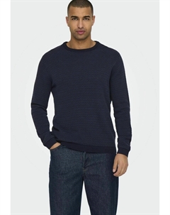 Джемпер LEGERER GEPUNKTETER LONGSLEEVE, темно-синий Only & sons