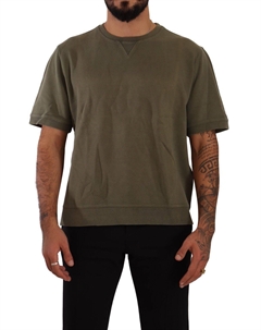 Футболка из хлопка с круглым вырезом армейского зеленого цвета Paolo pecora