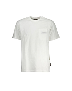 Футболка из плотного белого хлопка с круглым вырезом и карманом Napapijri