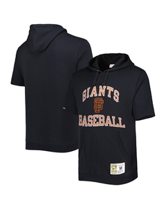 Мужской черный флисовый пуловер с короткими рукавами San Francisco Giants Cooperstown Collection Mitchell and ness