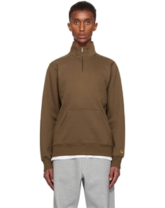 Коричневый свитер с застежкой-молнией и воротником-стойкой Carhartt work in progress