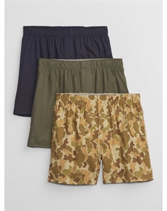 Хлопковые трусы-боксеры, 3 шт., мультиколор Gap