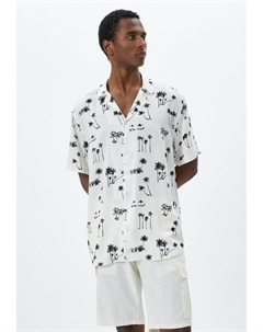 Рубашка LAPEL NECK PALM PRINTED, белый Koton