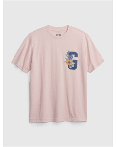 Футболка с цветочным логотипом, розовый Gap