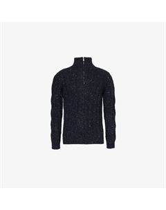 Джемпер Cable-Knit из эластичной шерсти и кашемира с застежкой-молнией на половину длины, синий Eleventy