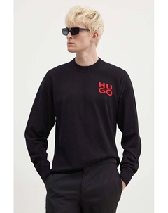 Хлопковый свитер, черный Hugo