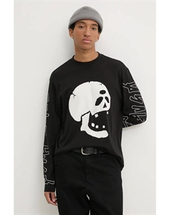 Хлопковый топ с длинными рукавами, черный Hugo