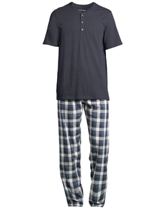 Пижама Night & Home, цвет grau kariert/blau Schiesser