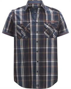 Рубашка с коротким рукавом KJEDUR, цвет dunkelblau kariert Jan vanderstorm