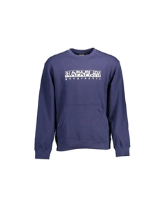 Хлопковый свитер с карманом на молнии и принтом с логотипом, синий Napapijri