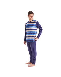 Пижама mu3 из бархата с круглым вырезом и длинными рукавами, синий Munich