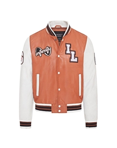 Бейсбольный бомбер из кожи в стиле леттерман ясеня, коричневый Infinity leather