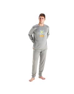 Пижама mu3 из бархата с круглым вырезом и длинными рукавами, серый Munich