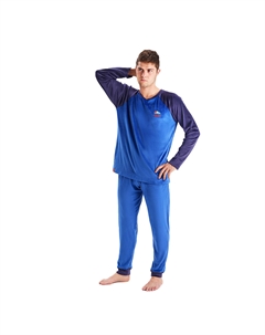 Пижама mu3 из бархата с круглым вырезом и длинными рукавами, синий Munich