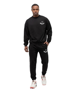 Спортивный костюм tom barron в стиле оверсайз с вышивкой, черный Tom barron