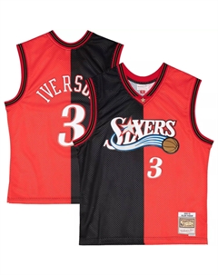 Мужская майка Allen Iverson черно-красная Philadelphia 76ers Hardwood Classics 2000-01 Split Swingman Mitchell and ness