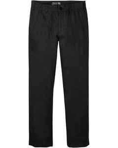 Льняные брюки-чиносы стандартного кроя с удобным прямым поясом, черный Bpc selection