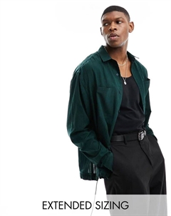 Темно-зеленая свободная рубашка свободного кроя с завязкой на шнурке Asos