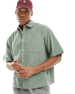 Светло-зеленая укороченная вельветовая рубашка свободного кроя Asos