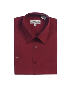 Мужская однотонная классическая рубашка с коротким рукавом, цвет Burgundy Gioberti