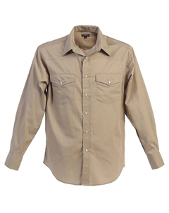Мужская однотонная рубашка в стиле вестерн с длинными рукавами и жемчужными пуговицами, цвет Khaki Gioberti