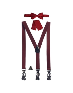 Мужские трансформируемые подтяжки, галстук-бабочка и носовой платок, цвет Burgundy Gioberti