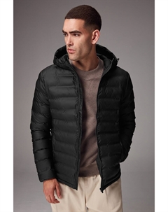 Водонепроницаемый прорезиненный пуховик с капюшоном, черный Next